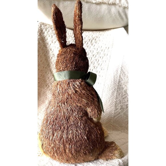Pier 1 Rustic 12" Decorative Easter Bunny W/Green Ribbon Spring - Picture 3 of 7